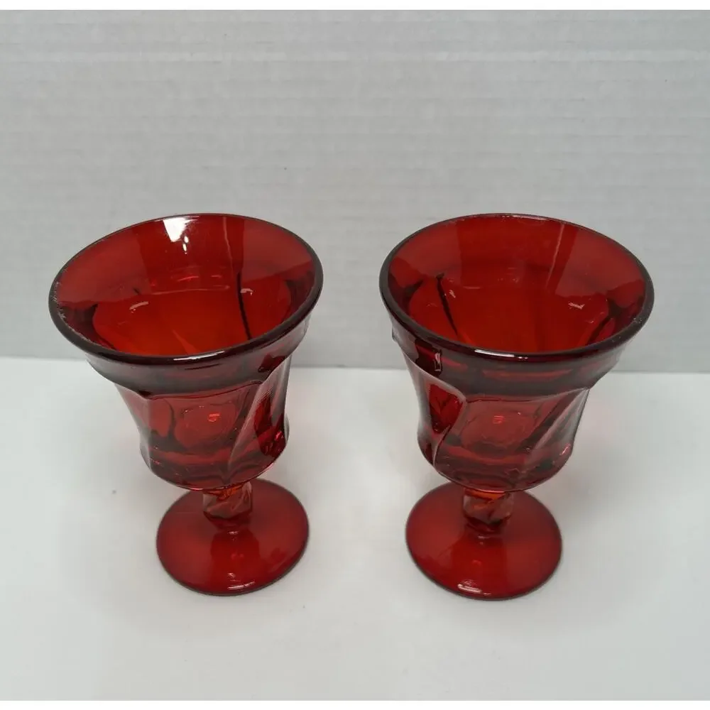 Vtg Fostoria Glass Jamestown Ruby Red Wine 4.5